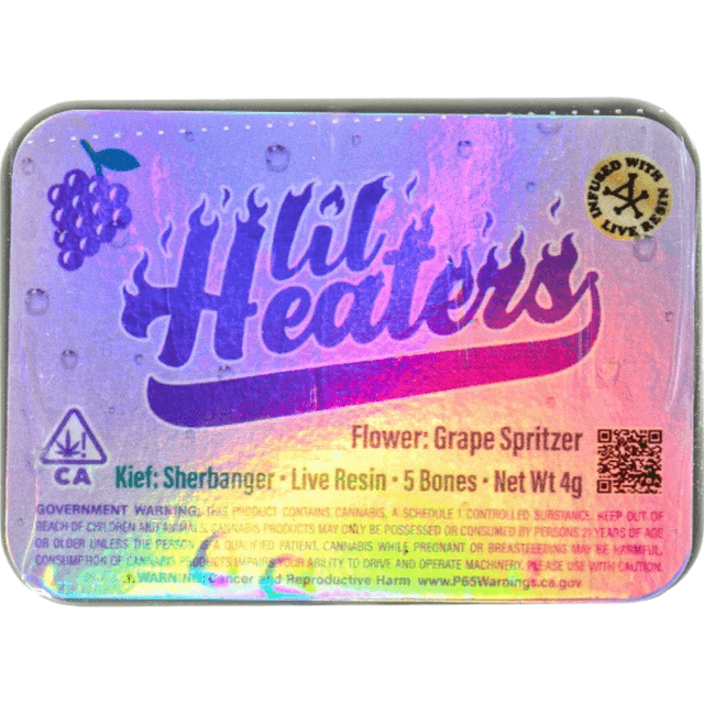 Lil Heaters | Grape Spritzer | 5 Live Resin Infused Pre Rolls | Sherbanger